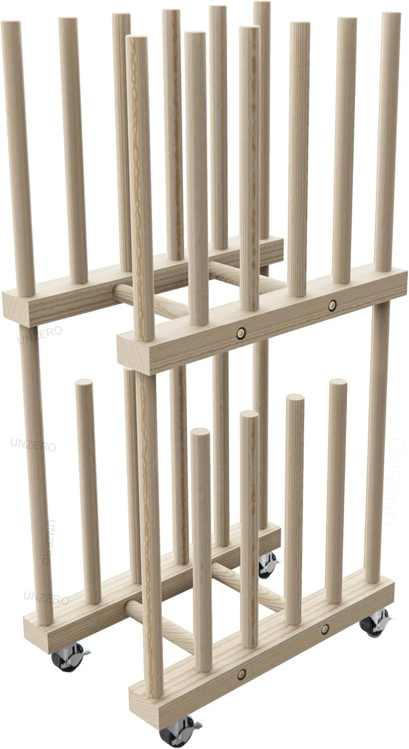 Art Storage Rack - Canvas & Paper Storage Stand with Handle & Caster Wheels for Art Studios & Gallery