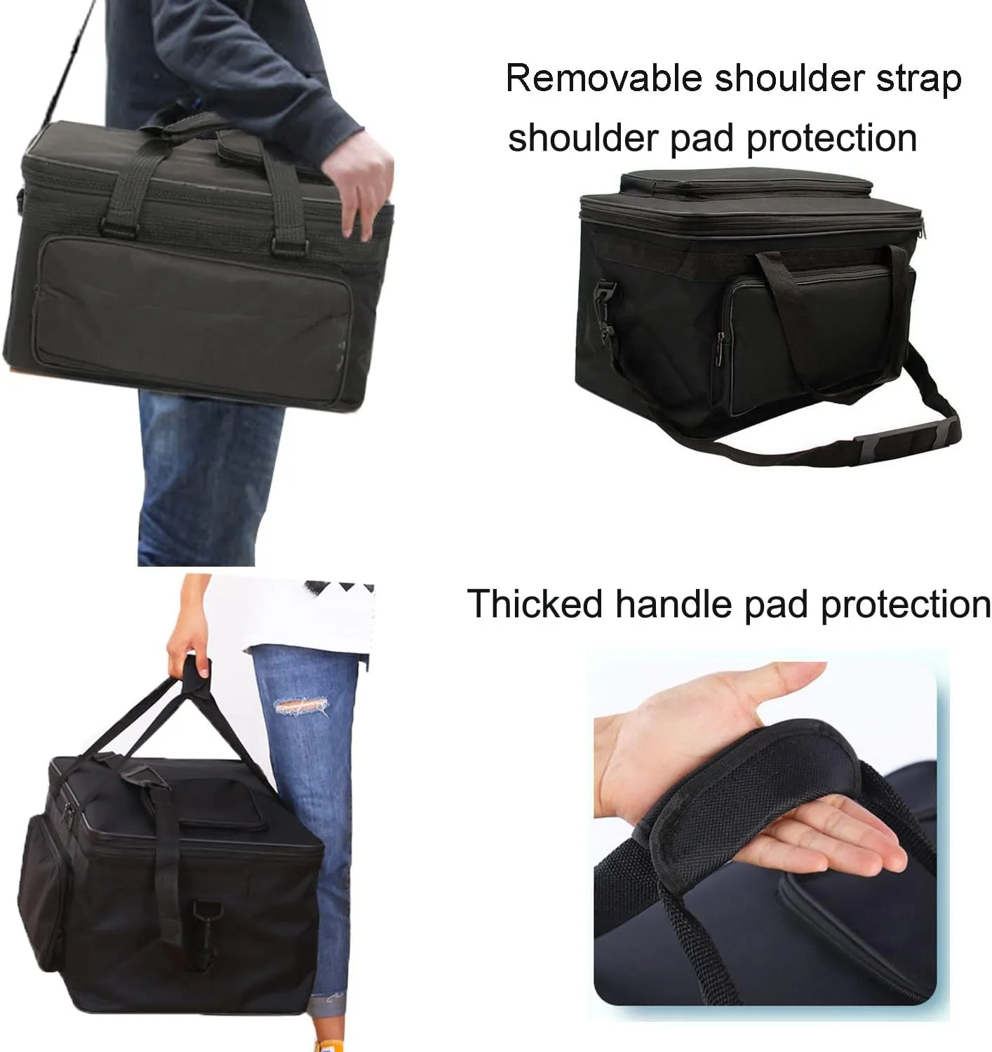 Art Supplies Organizer Bag Craft Tool Storage Tote Carrying Case Artist Travel Carrier Waterproof Paint Box Foldable For Drawing Painting Large Capacity black HHB-009 18.5*11.8*10.6inch(47*30*27cm)