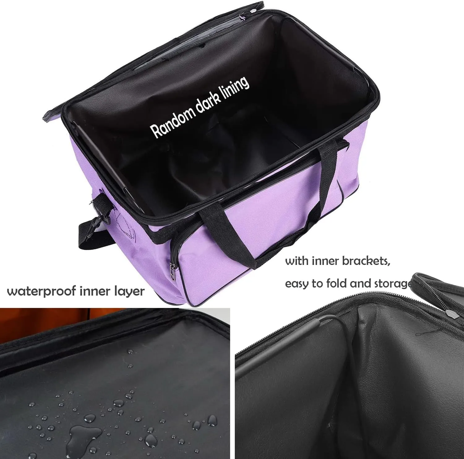 Art Supplies Organizer Bag Craft Tool Storage Tote Carrying Case Artist Travel Carrier Waterproof Paint Box Foldable For Drawing Sketch Painting Large Capacity, purple, 18.5x11.8x10.6inch(47x30x27cm)