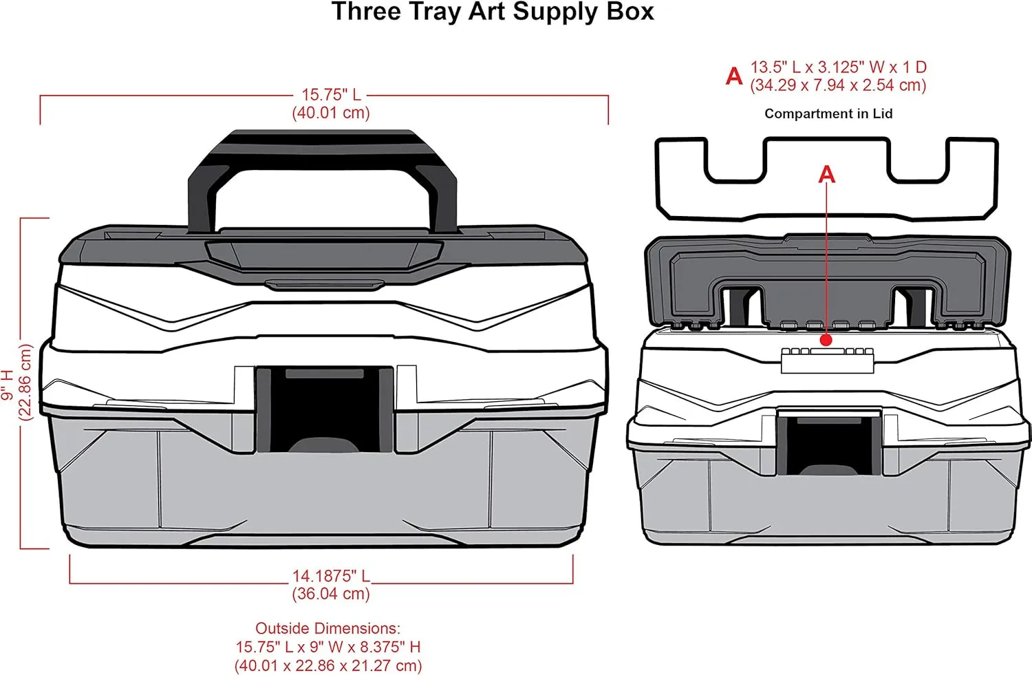 ArtBin 3-Tray Art Supply Box Versatile Organizer for Brushes, Paints, Stamps, and More - Durable Hard Plastic, Secure Closure, Portable with Top Trays and Dividers