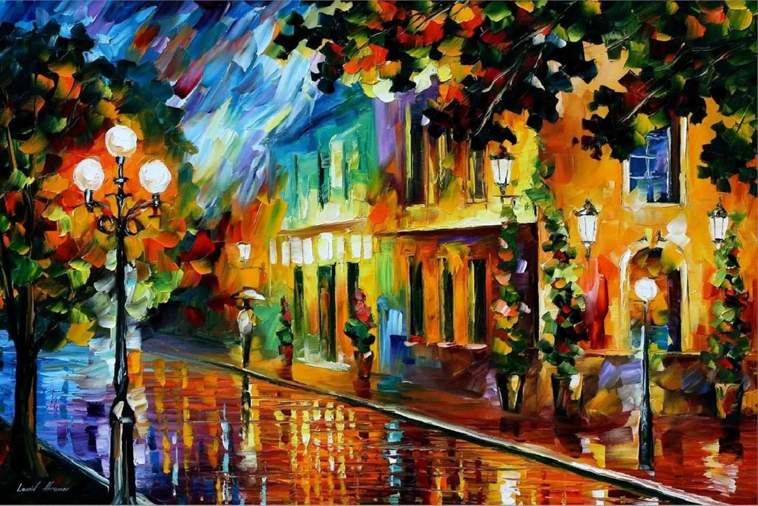 ART.COM Canvas Wall Art Prints Night Flowers by Leonid Afremov, Scenic Decor, 36" x 24"