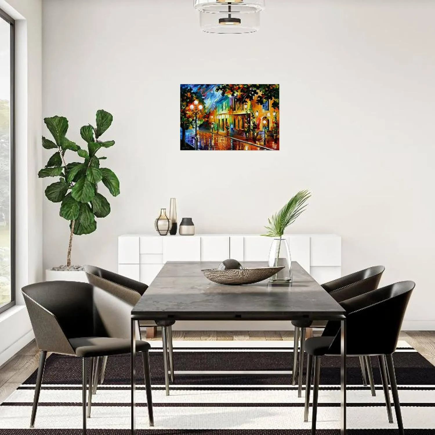 ART.COM Canvas Wall Art Prints Night Flowers by Leonid Afremov, Scenic Decor, 36" x 24"