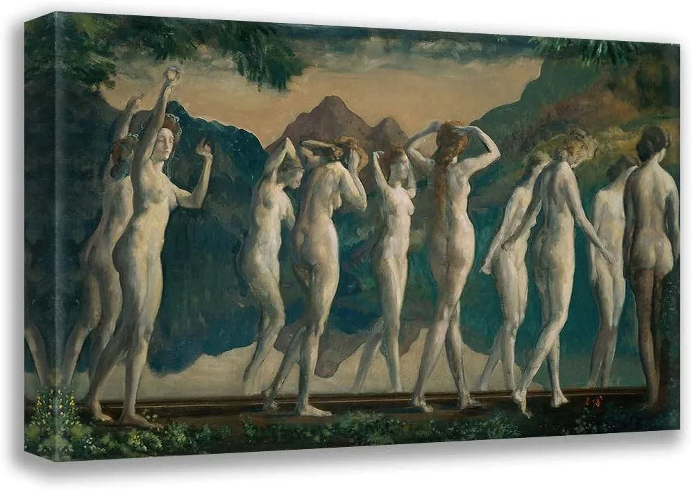 ArtDirect Arthur Bowen Davies 18x13 Gallery Wrapped Canvas Museum Art Print Titled: Maya, Mirror of Illusions (1910)