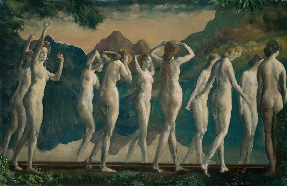 ArtDirect Arthur Bowen Davies 18x13 Gallery Wrapped Canvas Museum Art Print Titled: Maya, Mirror of Illusions (1910)