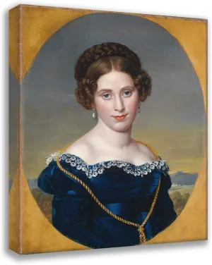 ArtDirect Eduard Friedrich Leybold 15x18 Gallery Wrapped Canvas Museum Art Print Titled: Portrait of a Lady in Front of a Landscape Background (1822)