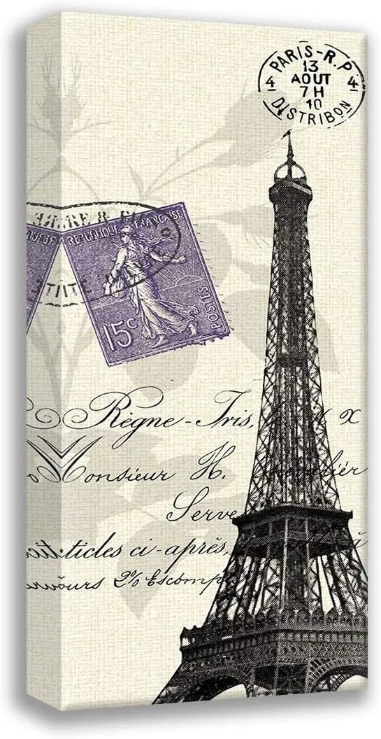 ArtDirect Eiffel Tower 10x18 Gallery Wrapped Canvas Museum Art by Z Studio