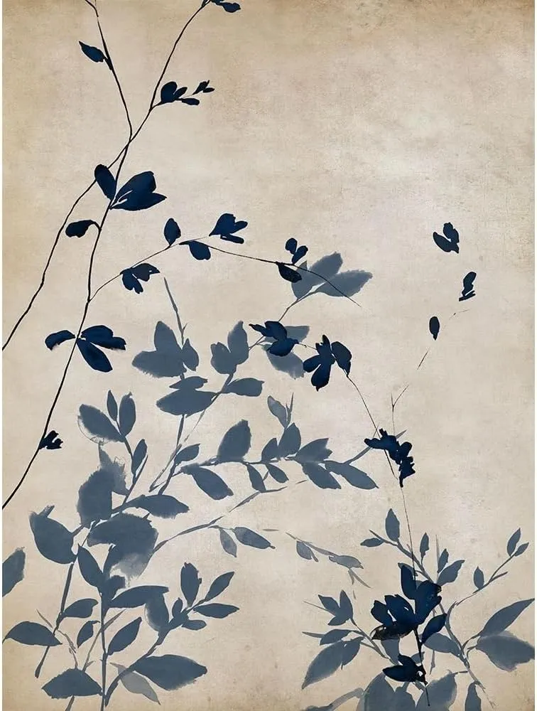 ArtDirect Indigo leaves Touch II 15x18 Gallery Wrapped Canvas Museum Art by Isabelle Z