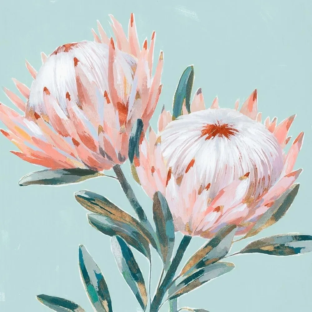 ArtDirect King Protea I Mint Version 15x15 Gallery Wrapped Canvas Museum Art by Isabelle Z
