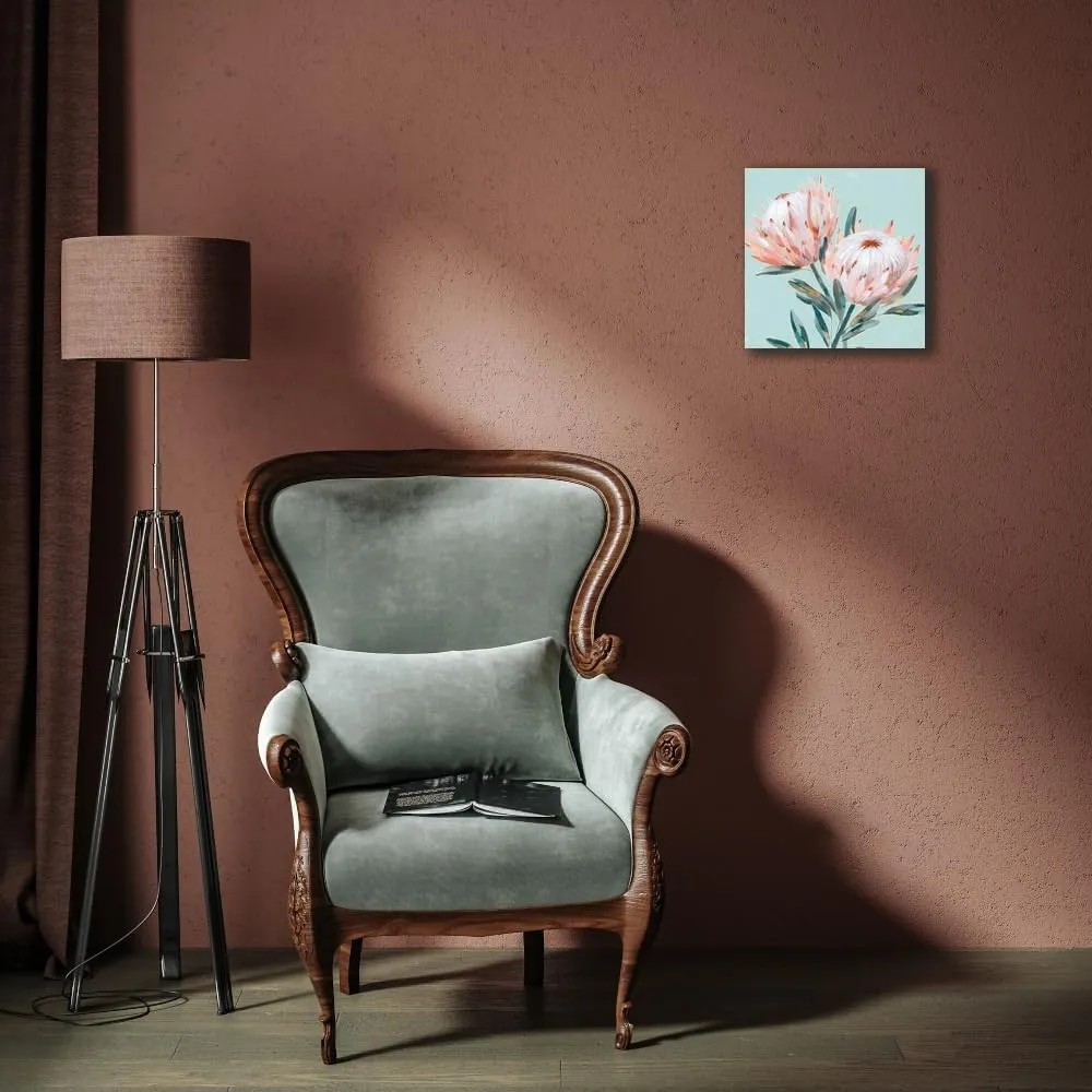 ArtDirect King Protea I Mint Version 15x15 Gallery Wrapped Canvas Museum Art by Isabelle Z