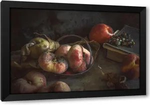 ArtDirect Still Life With Book And Peaches Custom Framed Art Print Giclee Print or Canvas Options with Various Sizes and Customization by Tokarev, Igor