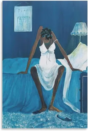 Artist Annie Lee Blue Monday Melancholy Woman Oil Painting Poster Canvas Wall Art Poster For Room Aesthetic And Decor Canvas Painting Wall Art Poster for Bedroom Living Room Decor 16x24inch(40x60cm)