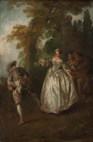 ARTTLBBS Famous Artworks Prints Poster Canvas Open Air Dance by Nicolas Lancret Artwork Oil Painting for Home Decor 60x90cm