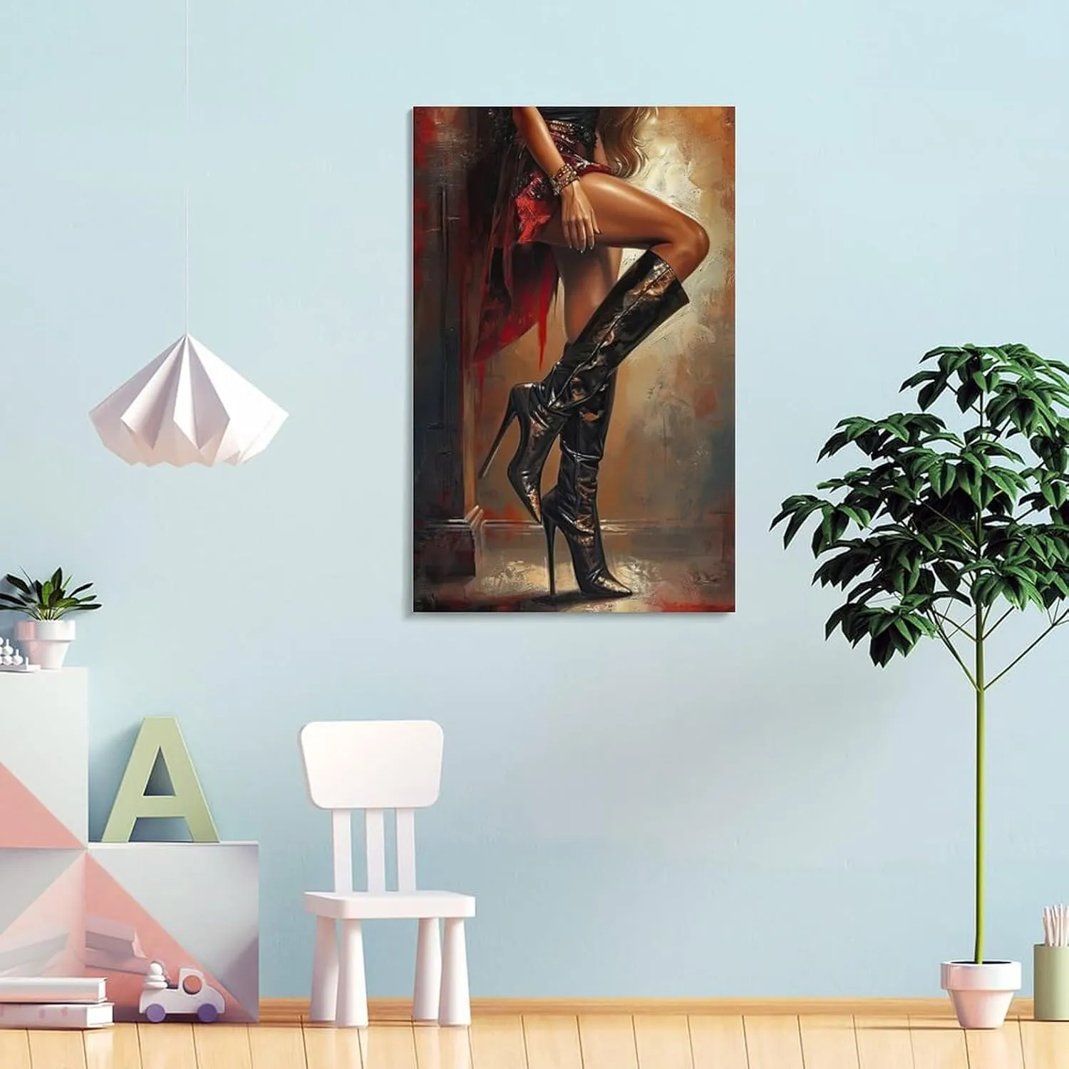 asdfghjk Abstract Art Poster of Seductive Legs And High Heels Bedroom Living Room Decor 20x30inch(50x75cm) Frame-style