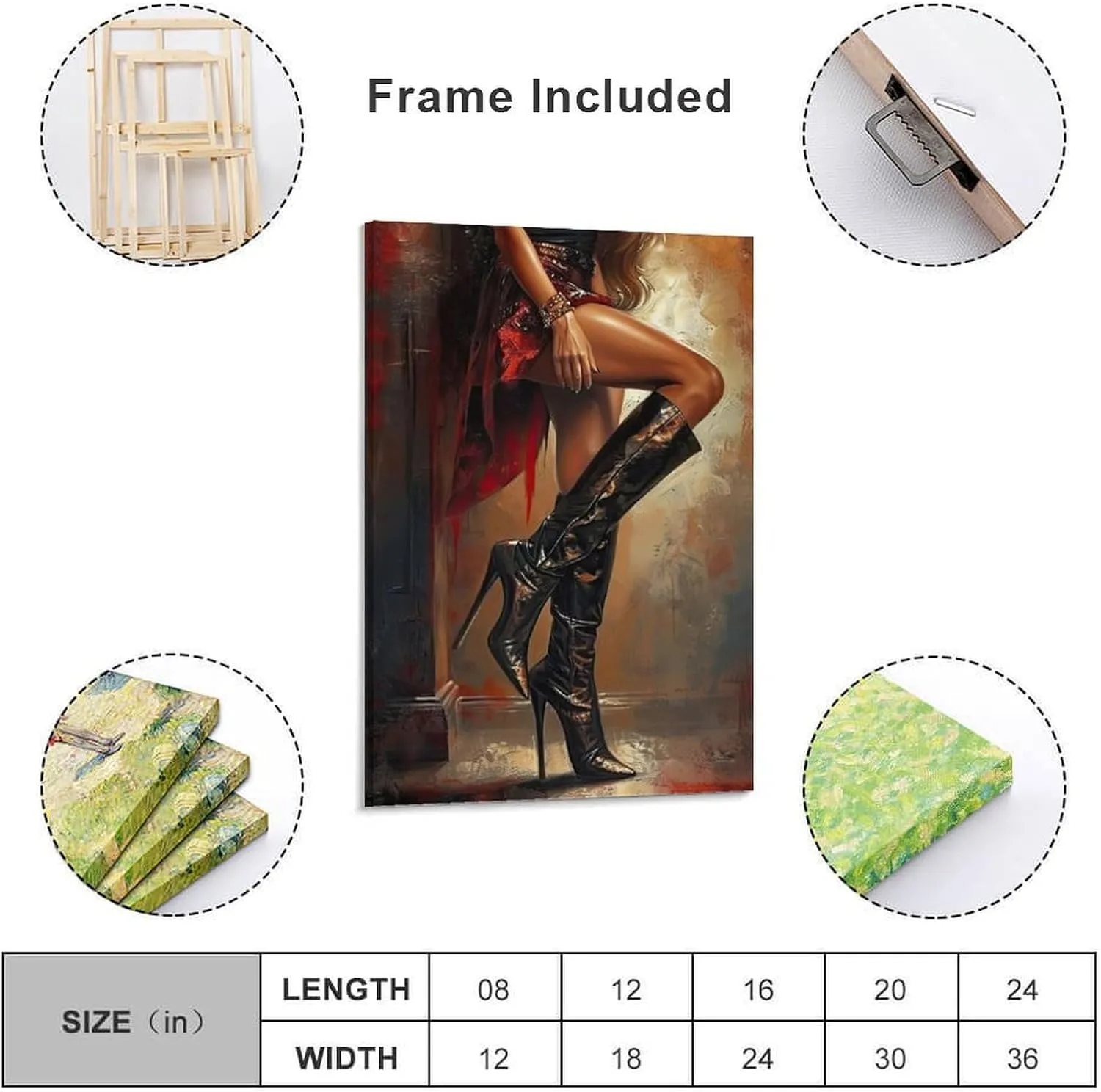 asdfghjk Abstract Art Poster of Seductive Legs And High Heels Bedroom Living Room Decor 20x30inch(50x75cm) Frame-style
