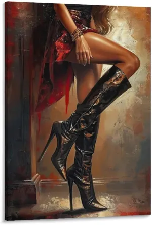 asdfghjk Abstract Art Poster of Seductive Legs And High Heels Bedroom Living Room Decor 20x30inch(50x75cm) Frame-style