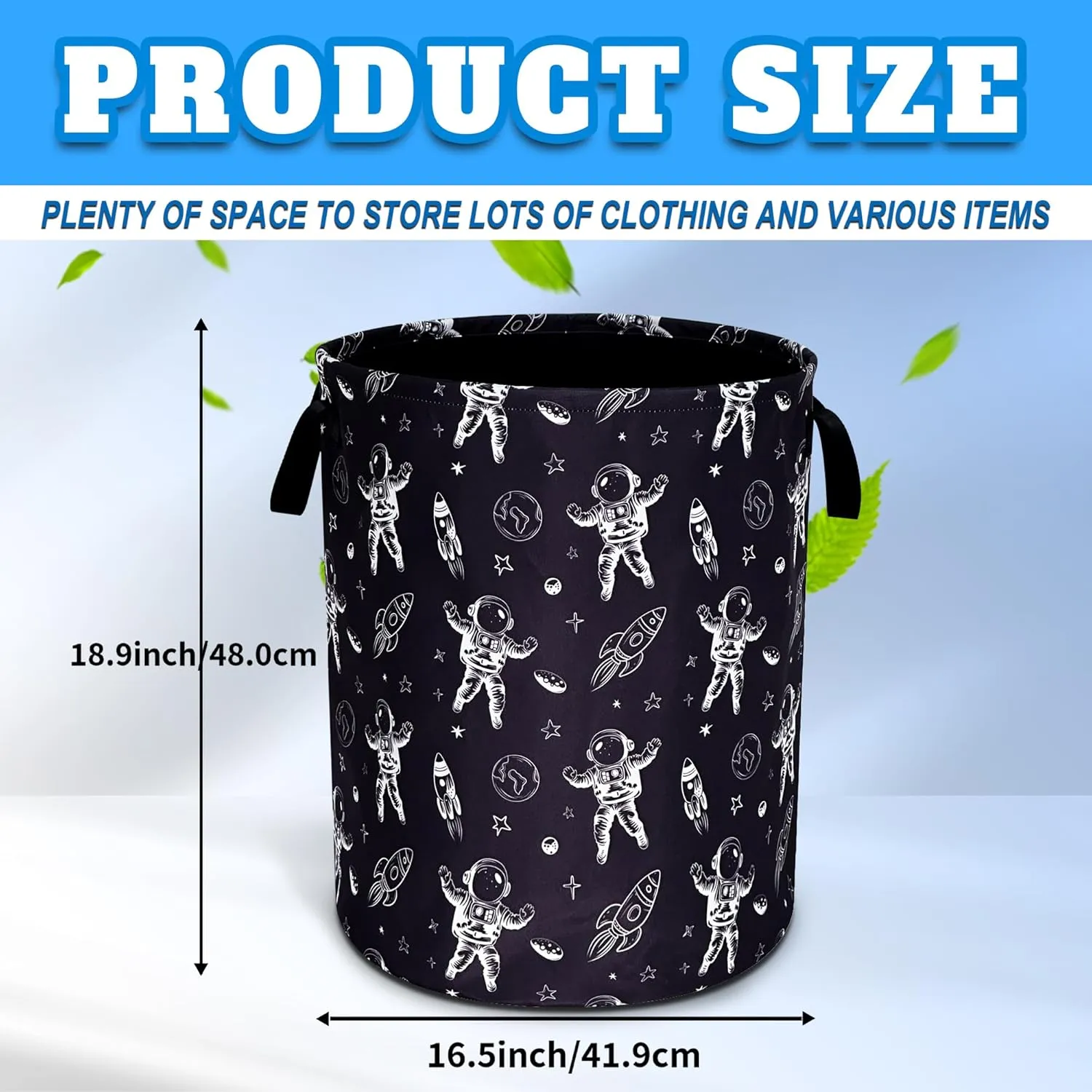 Astronaut Laundry Basket Oxford Cloth Planet Rocket Laundry Hamper With Handle Foldable Portable Clothes Storage Basket 18.9 X 16.5 Inch Storage Bag For Laundry Room/Bathroom/Bedroom/Dormitories