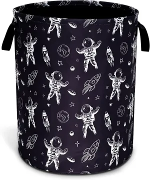 Astronaut Laundry Basket Oxford Cloth Planet Rocket Laundry Hamper With Handle Foldable Portable Clothes Storage Basket 18.9 X 16.5 Inch Storage Bag For Laundry Room/Bathroom/Bedroom/Dormitories