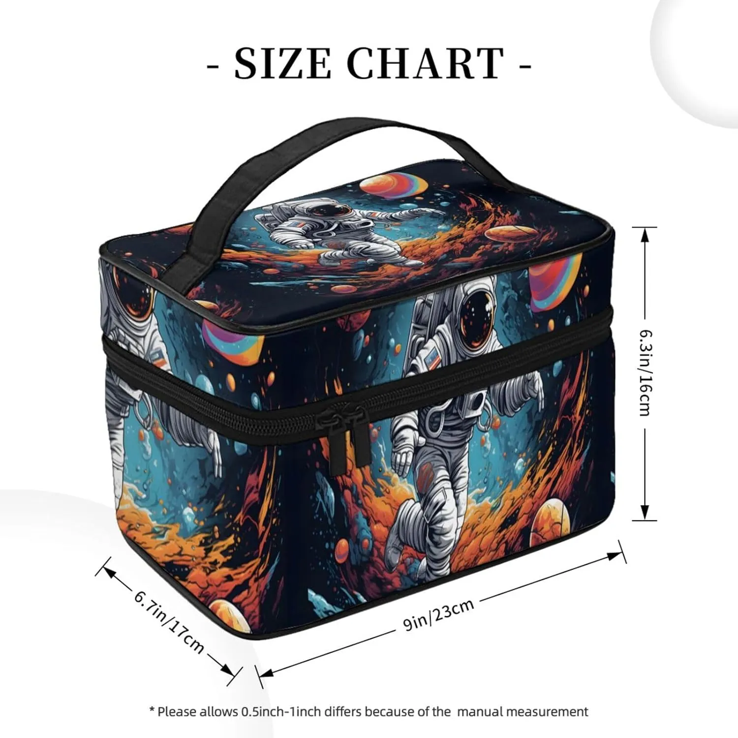 Astronauts Planet Space Makeup Bag for Women Travel Cosmetic Bag Large Makeup Case Portable Toiletry Skincare Organizer Bag