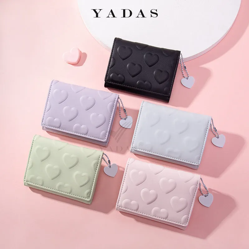 Attractive Women's Love Pendant Embossed Short Ladies Wallets