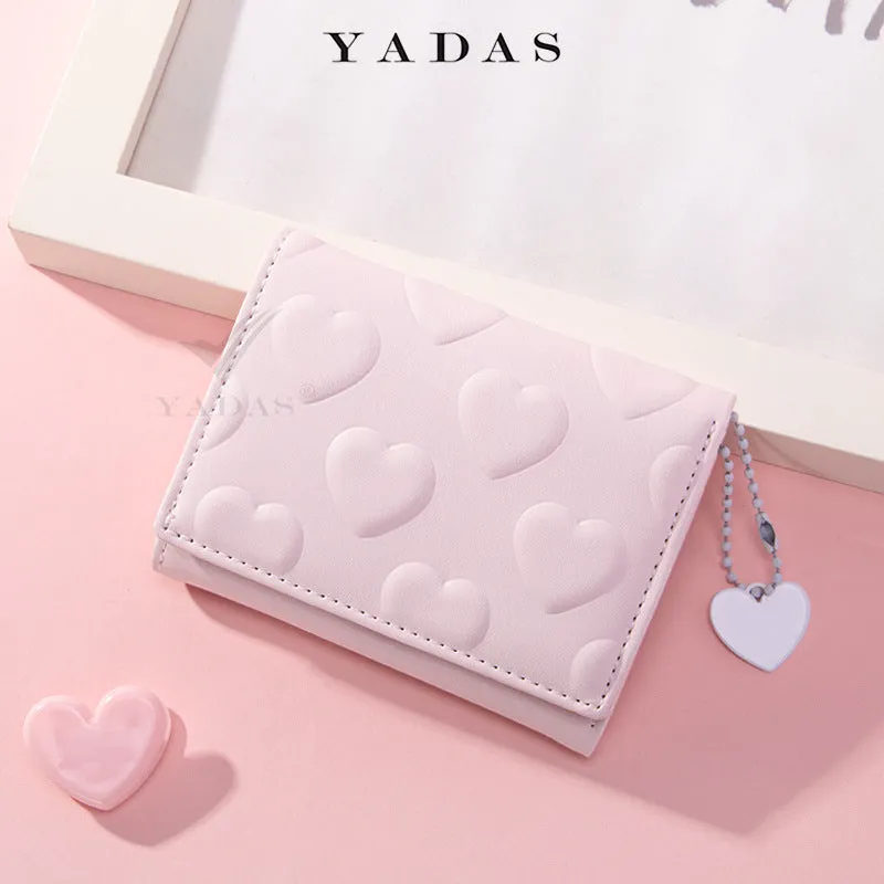 Attractive Women's Love Pendant Embossed Short Ladies Wallets