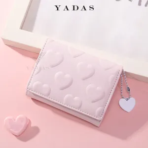 Attractive Women's Love Pendant Embossed Short Ladies Wallets