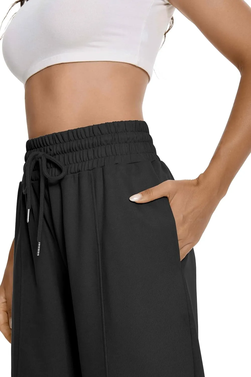 Auriviz Womens High Waisted Drawstring Sweatpants Straight Leg Pants Side Hidden Pockets Sweat Pants 30‘’ Inseam