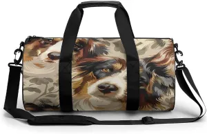 Australian Shepherd Dog Gym Bag Sports Duffle Bags for Men Women Travel Swimming Fitness with Shoe And Wet Compartment