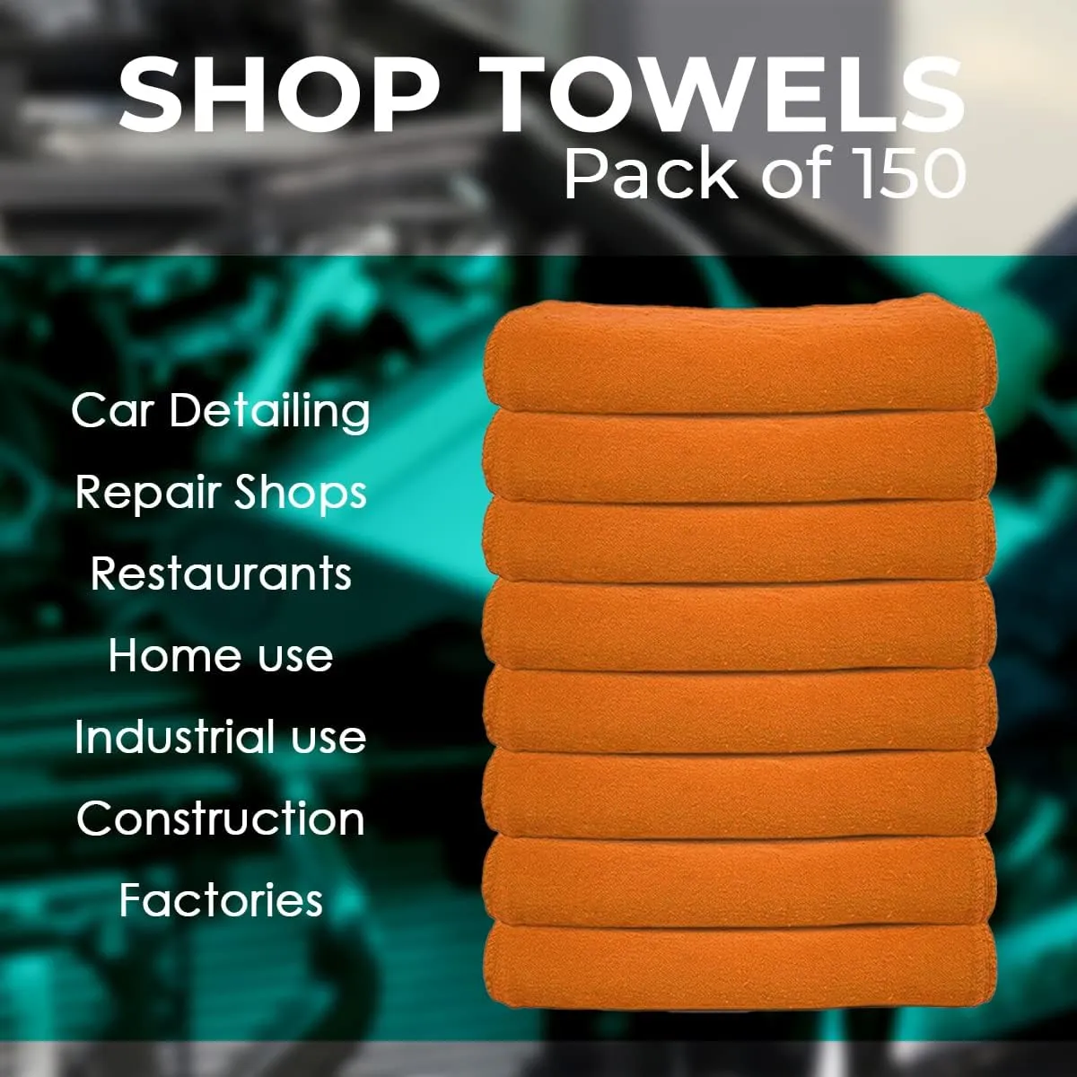 Avalon Towels Cotton Shop Rags – (Pack of 100) Size 12x14 Inches Cleaning Rags – Absorbent Shop Towels and Multipurpose Cleaning Towels for Automobiles, Industries, Garage and Homes (Orange)