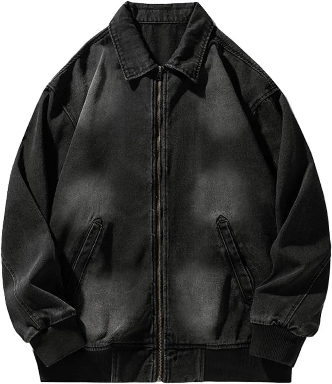 Aviator Style Denim Jacket Functional Workwear Loose Coat