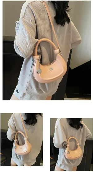 Axcone Retro style crescent shaped shoulder bag, minimalist handheld shoulder bag for work and weekends