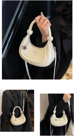 Axcone Retro style crescent shaped shoulder bag, minimalist handheld shoulder bag for work and weekends