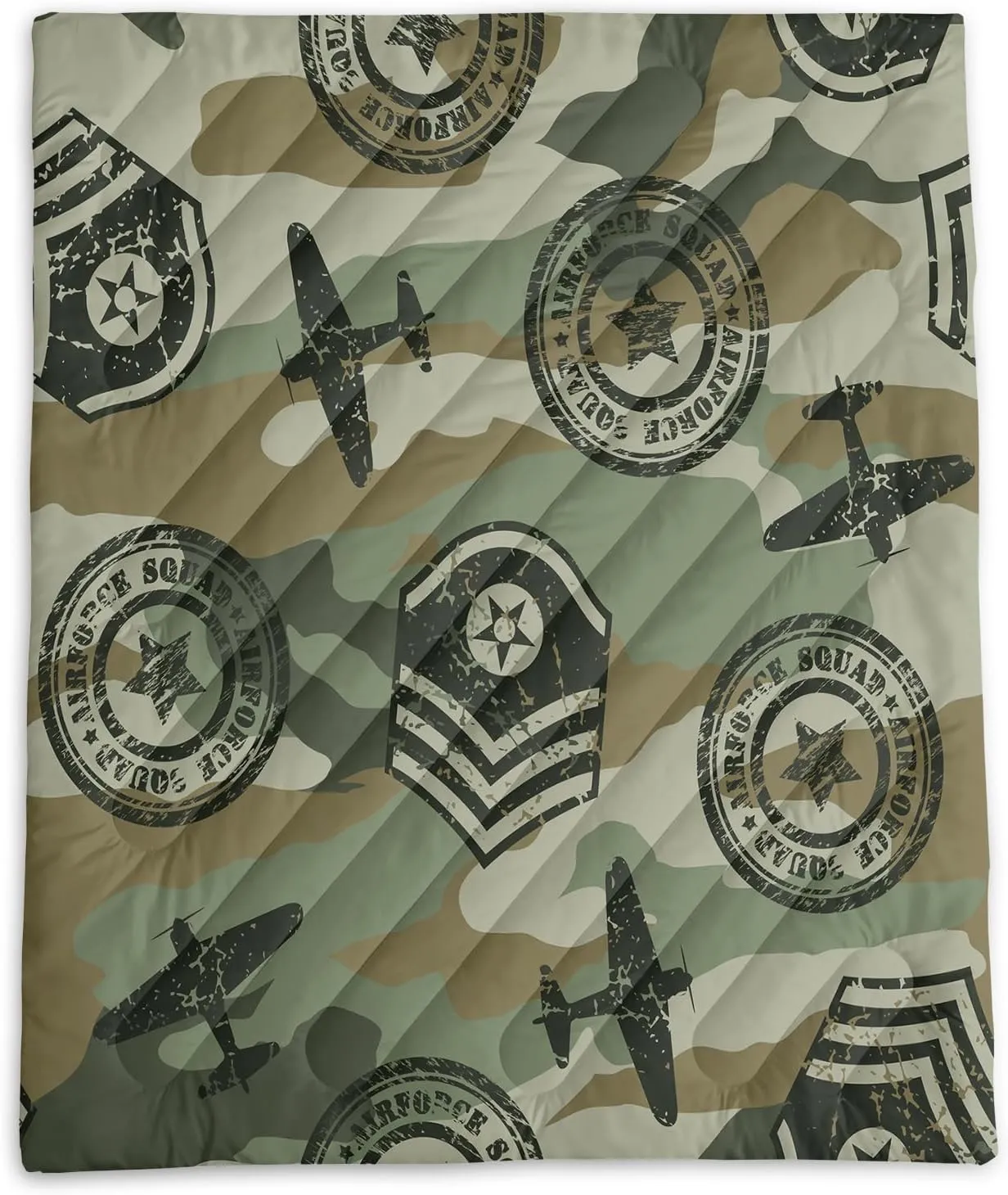 Axolotl Camouflage Printed Camping Blanket,Lightweight Portable Waterproof Puffy Military Themed Travel Blanket,Aircraft Medal Packable Outdoor Blanket for Picnic,Camping,Travel,Stadium,Hiking,Green