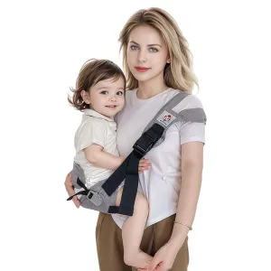 Baby Sling Carrier with Hip Seat - Breathable & Adjustable, Anti-Slip Design for Infants 0-36 Months, ASTM Certified, Ergonomic Hands-Free Carrier (Gray)