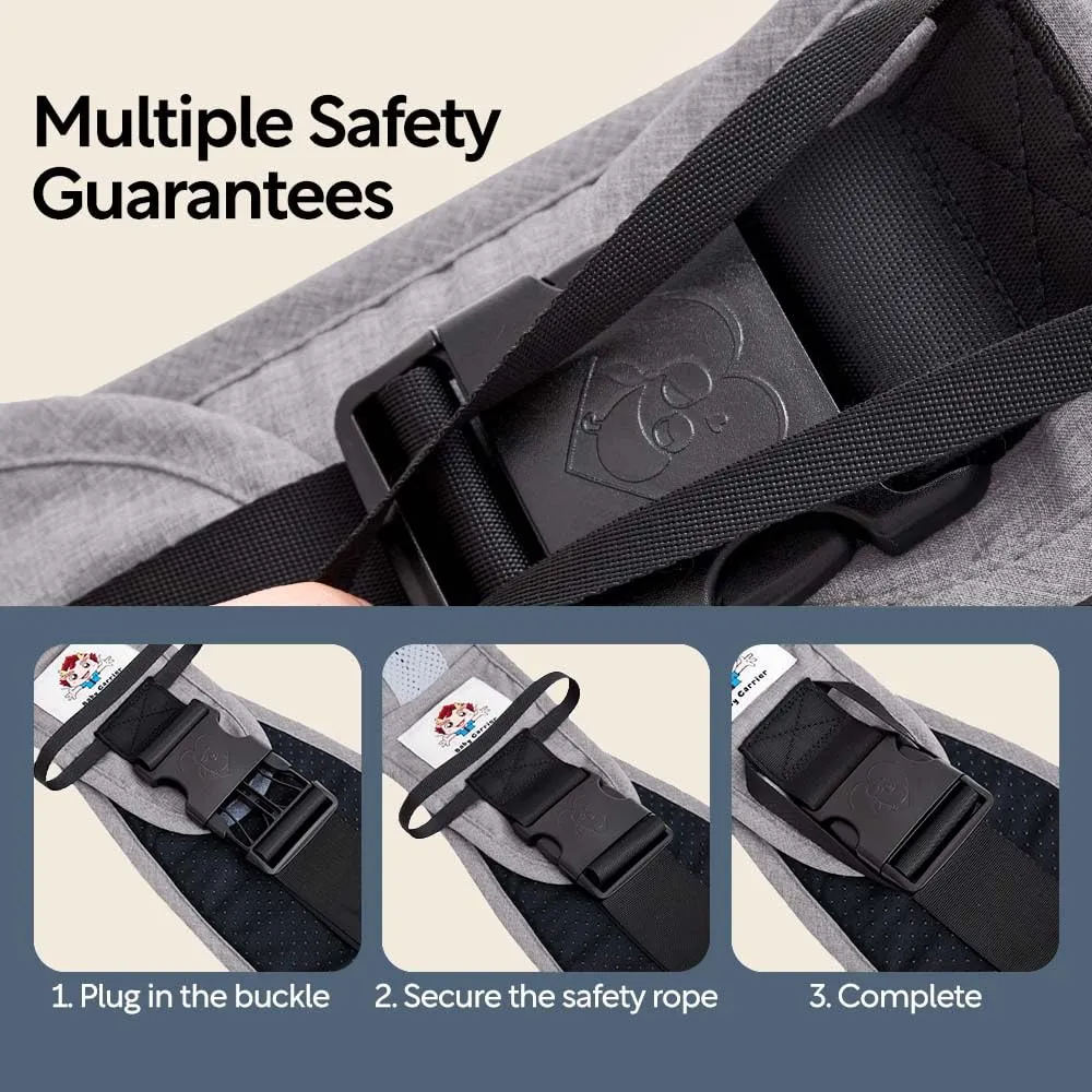 Baby Sling Carrier with Hip Seat - Breathable & Adjustable, Anti-Slip Design for Infants 0-36 Months, ASTM Certified, Ergonomic Hands-Free Carrier (Gray)
