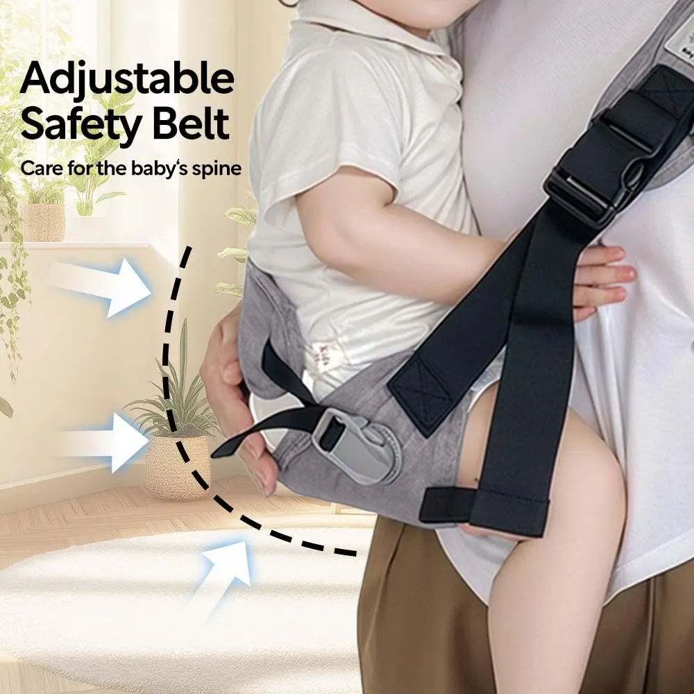 Baby Sling Carrier with Hip Seat - Breathable & Adjustable, Anti-Slip Design for Infants 0-36 Months, ASTM Certified, Ergonomic Hands-Free Carrier (Gray)