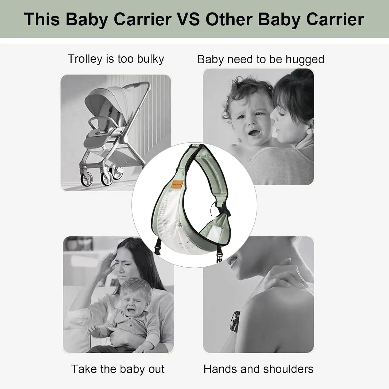 Baby Sling Carrier,Toddler Carrier,Baby Sling,Portable and Adjustable Non-Slip Hip Seat Carriers 10-45lbs(Green,Cloth)