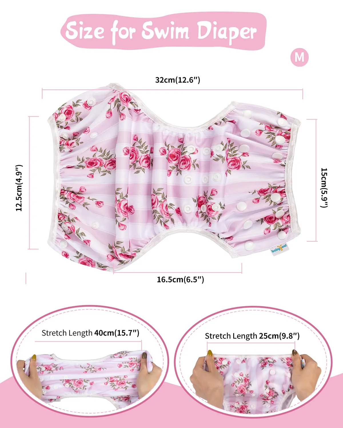 Babygoal Reusable Baby Girl Swim Diapers 3 Pack - Adjustable Washable for 0-8 Months Infants - Ideal for Swimming Lessons - Flower Design