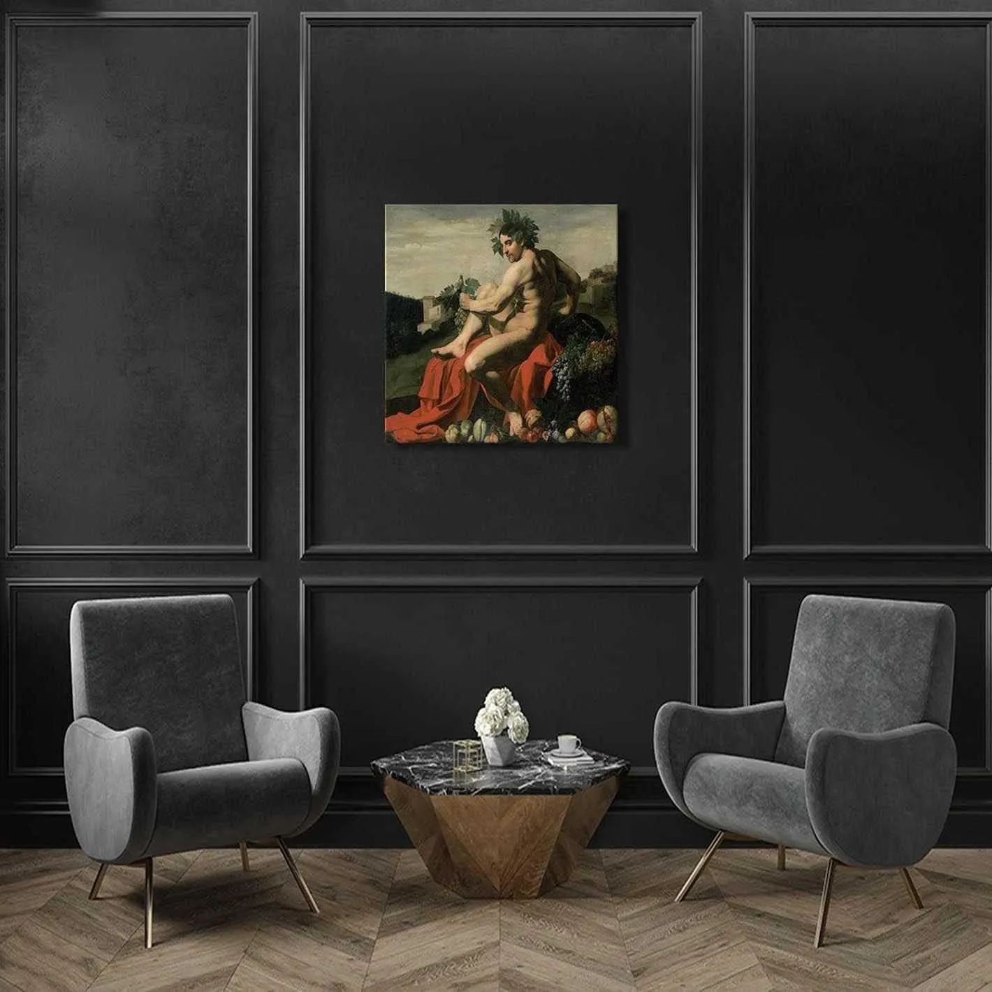 Bacchus, 1596 by Michelangelo Merisi da Caravaggio Classic Fine Art Wall Art Canvas Prints Reproduction Gallery Wrapped Canvas Prints for Home, Office Decoration