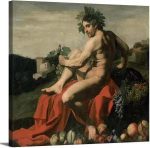 Bacchus, 1596 by Michelangelo Merisi da Caravaggio Classic Fine Art Wall Art Canvas Prints Reproduction Gallery Wrapped Canvas Prints for Home, Office Decoration