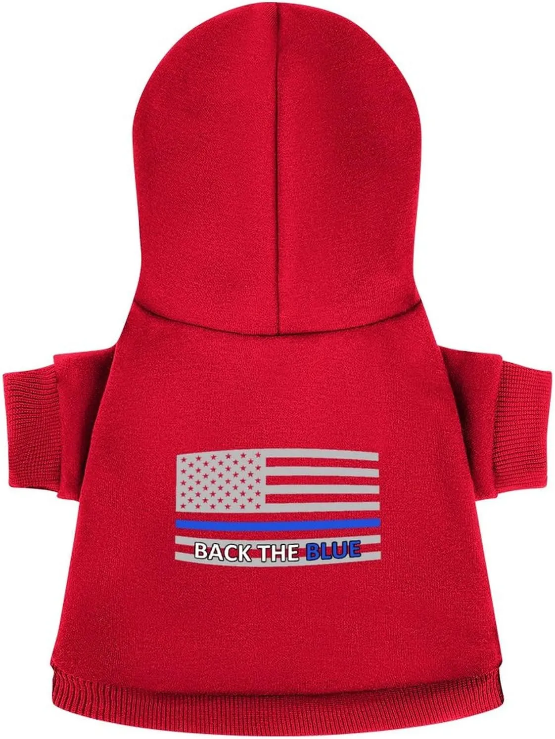 Back The Blue Police Line Flag Dog Hoodies Cute Hooded Sweatshirt Pet Suit Clothes Coat with Hat