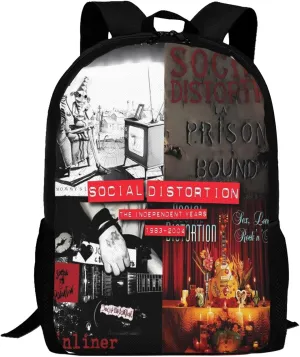 Backpacks Social Rock Distortion Band Double Shoulder Bag 15 Inchs Laptop Backpack for Camping Travle Work Hiking Women Men Gifts