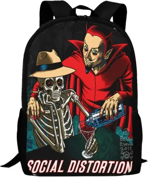 Backpacks Social Rock Distortion Band Double Shoulder Bag 15 Inchs Laptop Backpack for Camping Travle Work Hiking Women Men Gifts
