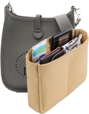 Bag Organizer Insert, Tote Purse Insert, Pocket Wallet Divider for Hermes Evelyne 16/29/33 (M(10.2×3×8.2), Beige)