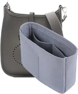 Bag Organizer Insert, Tote Purse Insert, Pocket Wallet Divider for Hermes Evelyne 16/29/33(L(11.8×3.1×8.7),Grey)