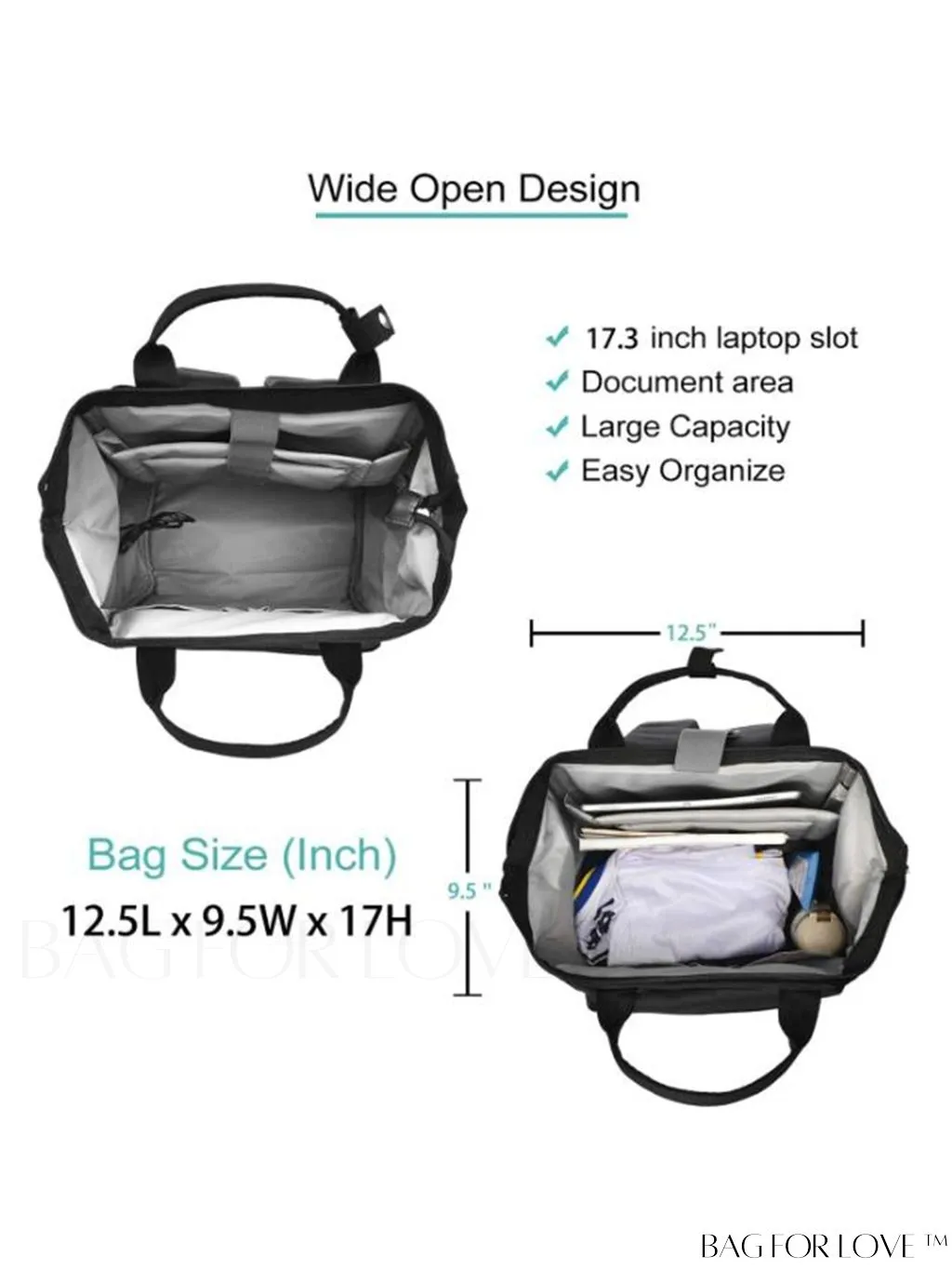 BagForLove - 17.3 Inch Laptop Backpack: Water Resistant, USB Charging Port, Perfect for Business Travel