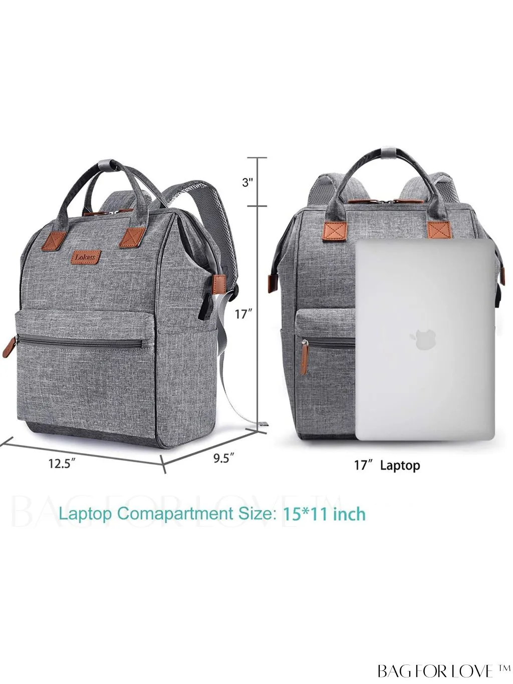 BagForLove - 17.3 Inch Laptop Backpack: Water Resistant, USB Charging Port, Perfect for Business Travel