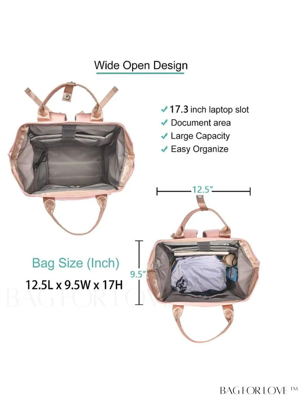 BagForLove - 17.3 Inch Laptop Backpack: Water Resistant, USB Charging Port, Perfect for Business Travel