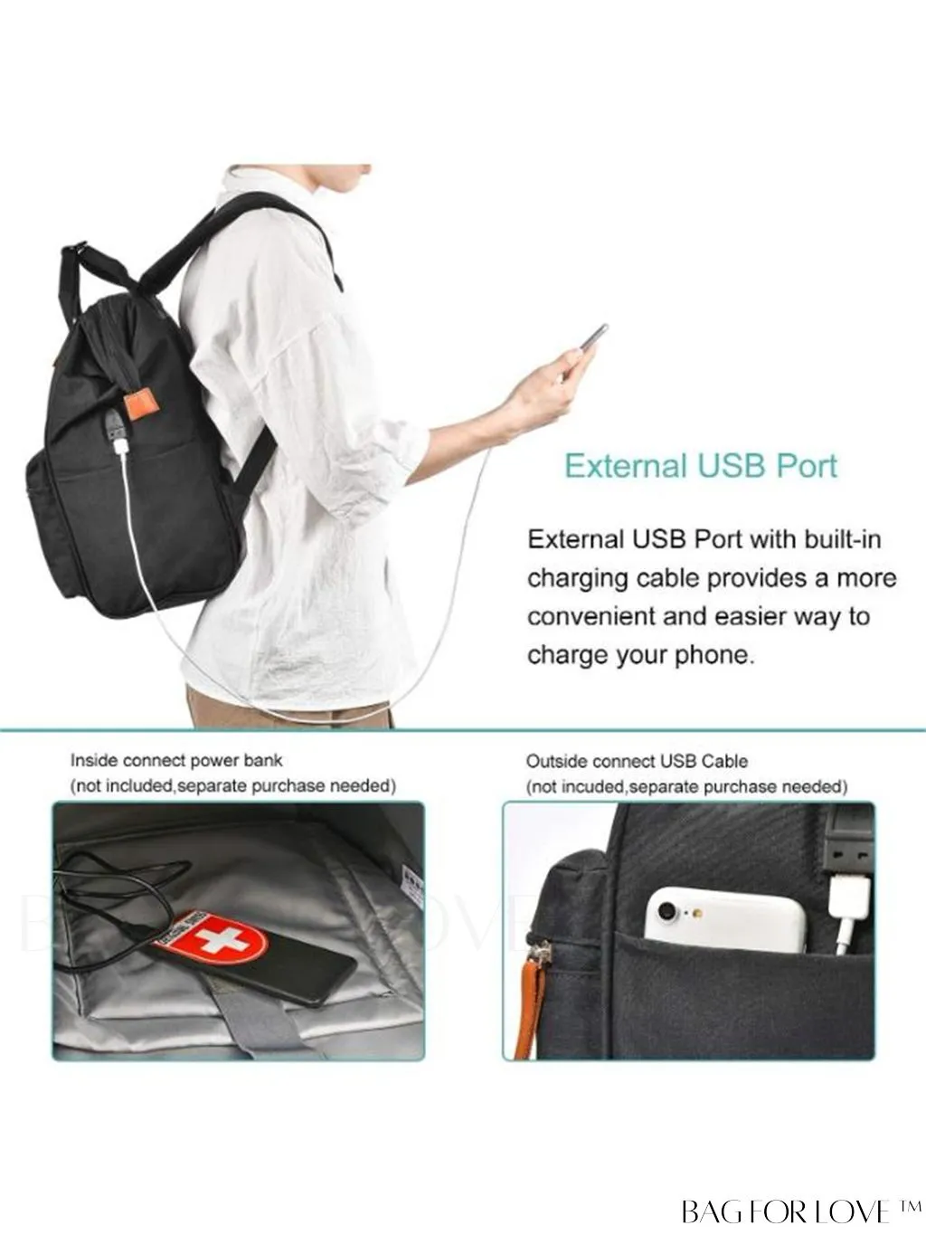 BagForLove - 17.3 Inch Laptop Backpack: Water Resistant, USB Charging Port, Perfect for Business Travel