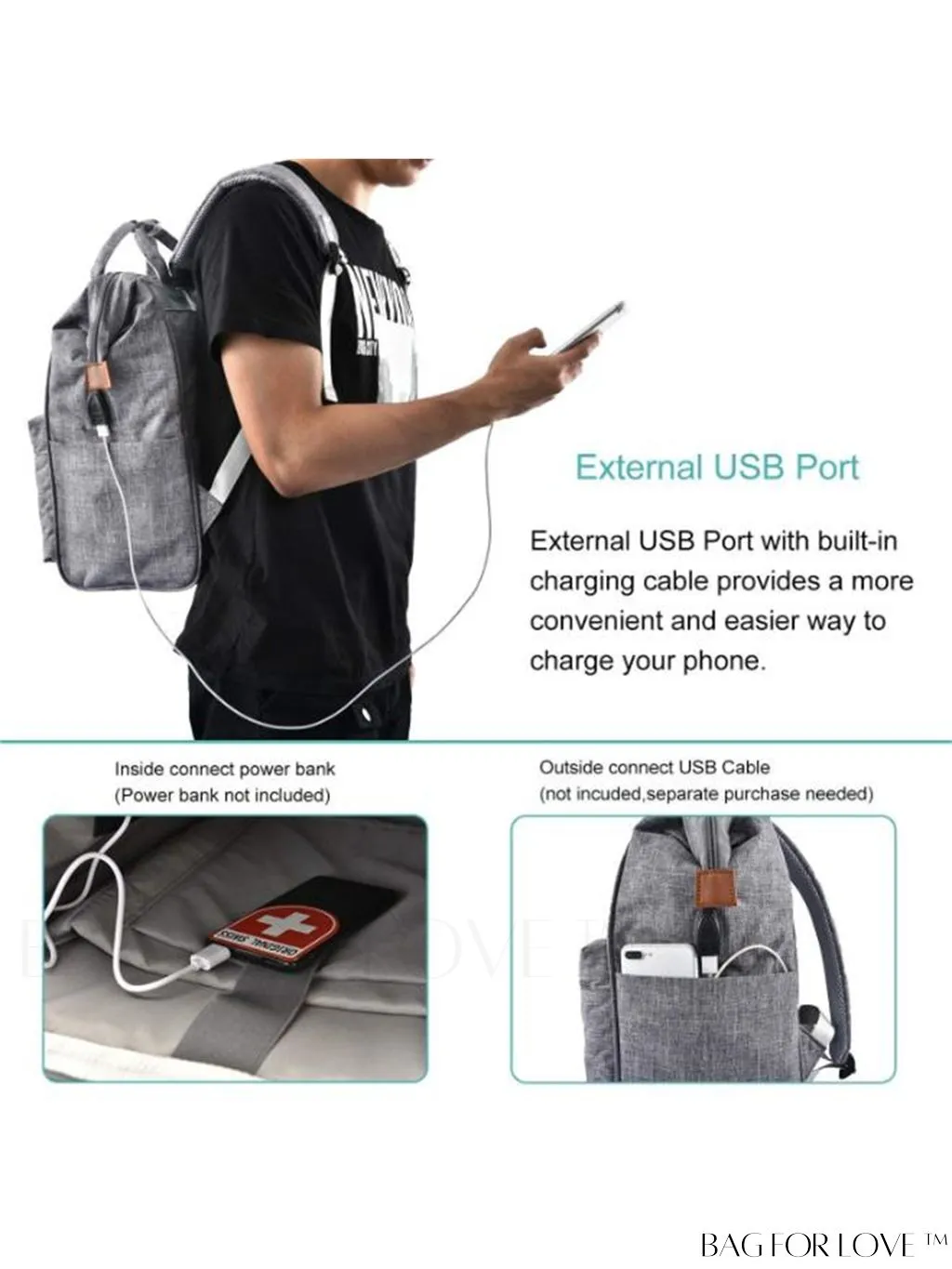 BagForLove - 17.3 Inch Laptop Backpack: Water Resistant, USB Charging Port, Perfect for Business Travel