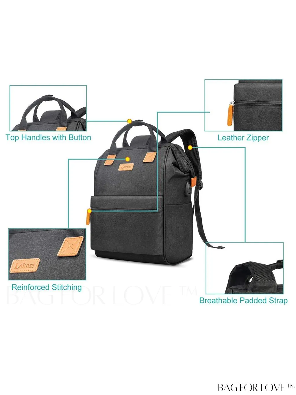 BagForLove - 17.3 Inch Laptop Backpack: Water Resistant, USB Charging Port, Perfect for Business Travel